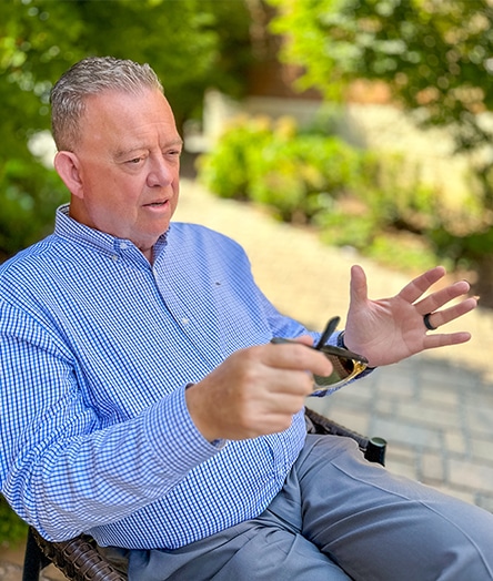 a man holding a phone